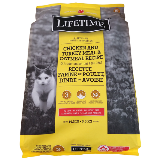 Lifetime Cat Food, All Life Stages, Chicken & Turkey Meal & Oatmeal Recipe, 14.3lb