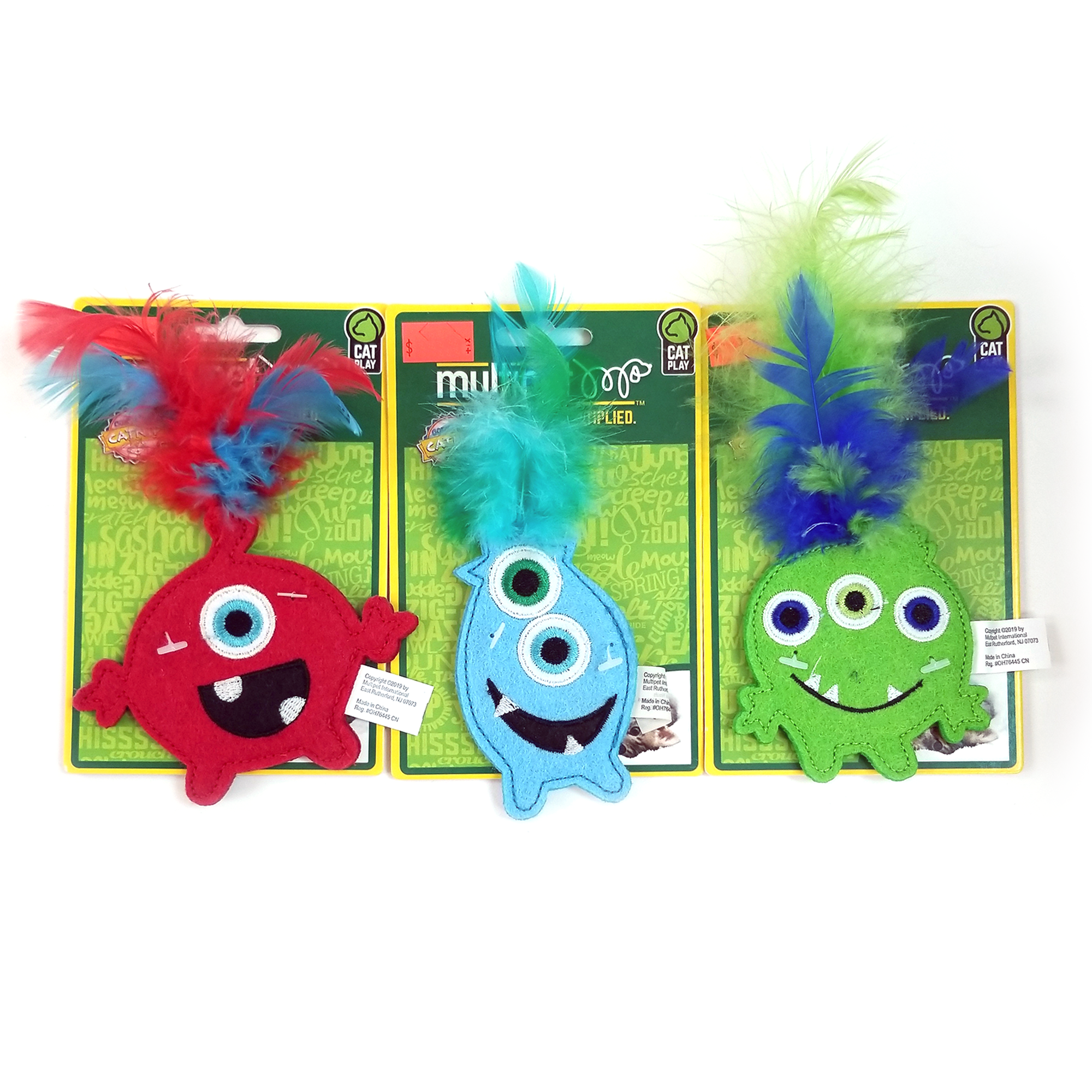 Multipet Cat Toy, Feather Monster With Cat Nip, (Assorted Types)