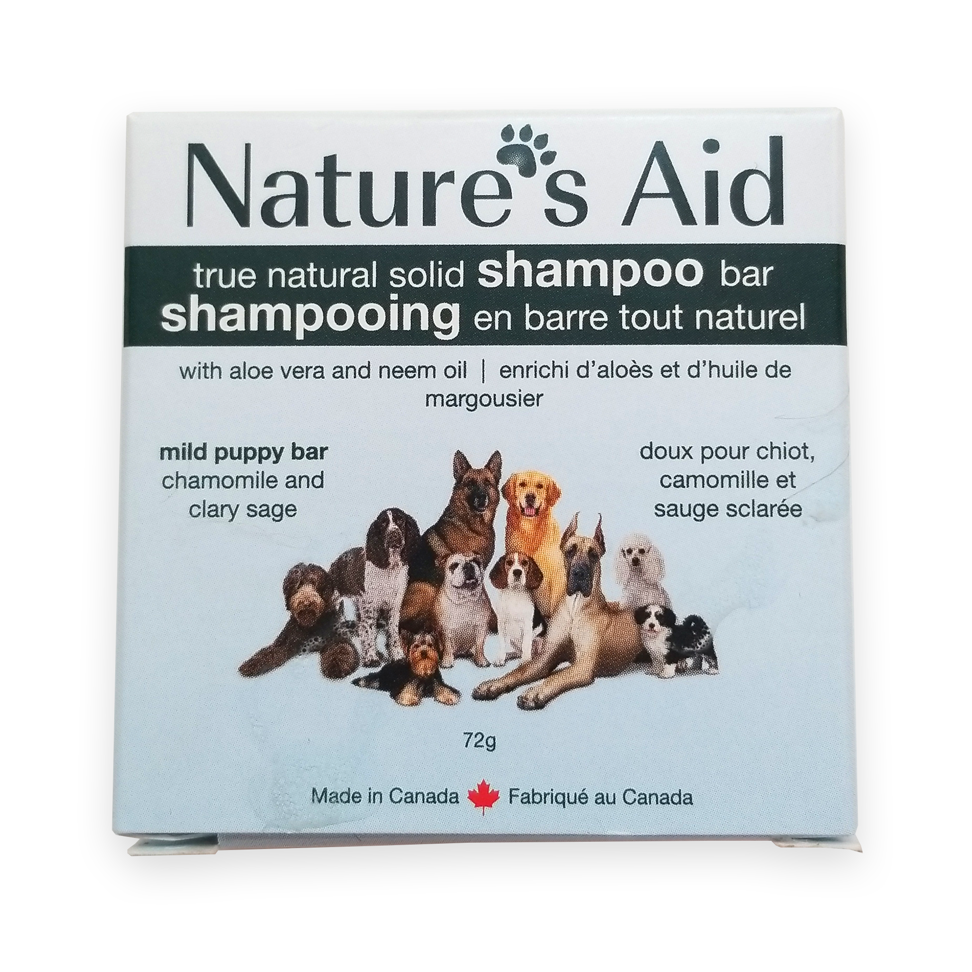Nature's Aid Solid Shampoo Bar, Mild Puppy Bar, Chamomile & Clary Sage (72g)