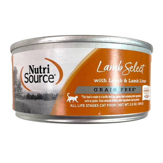 NutriSource Lamb Select Canned Cat Food, All Life Stages, Grain-Free, Lamb & Lamb Liver, 5.5oz
