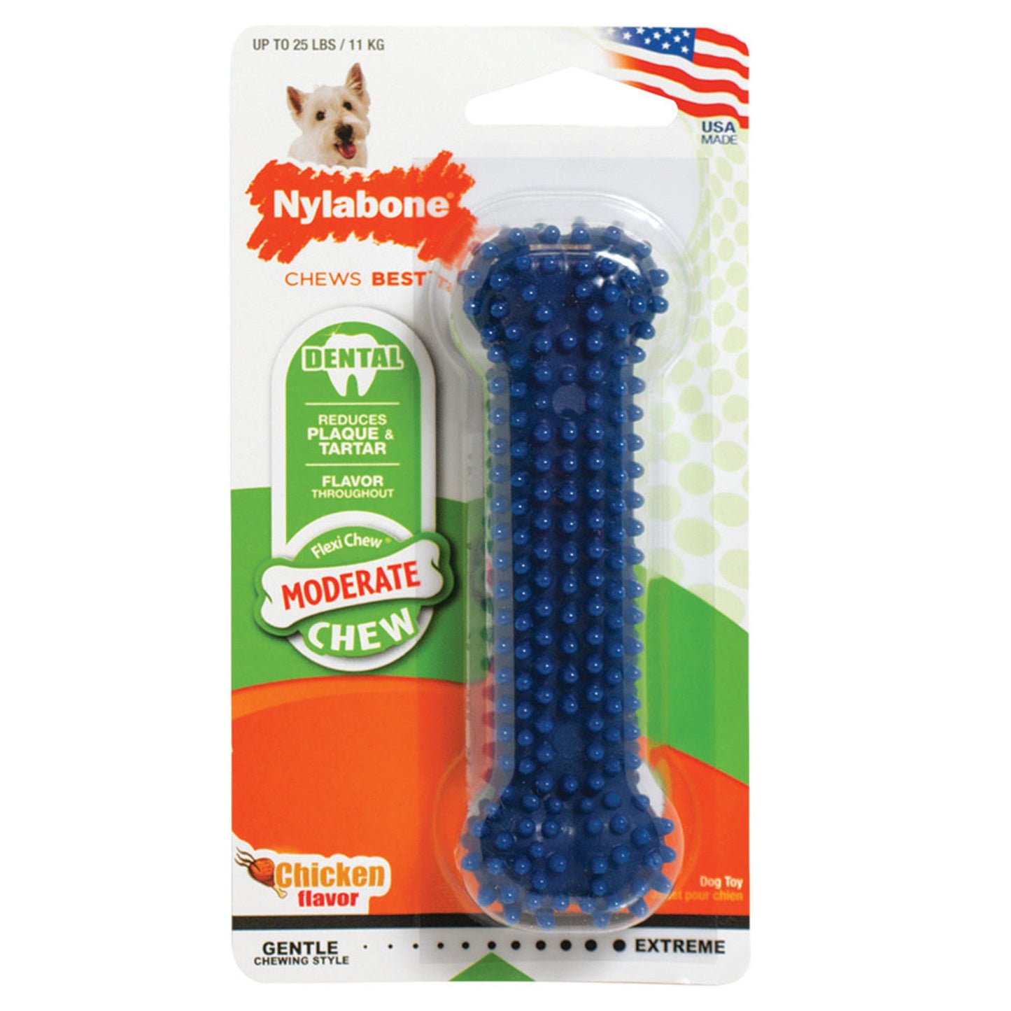 Nylabone Dental Chew Bone Chicken Flavored Regular