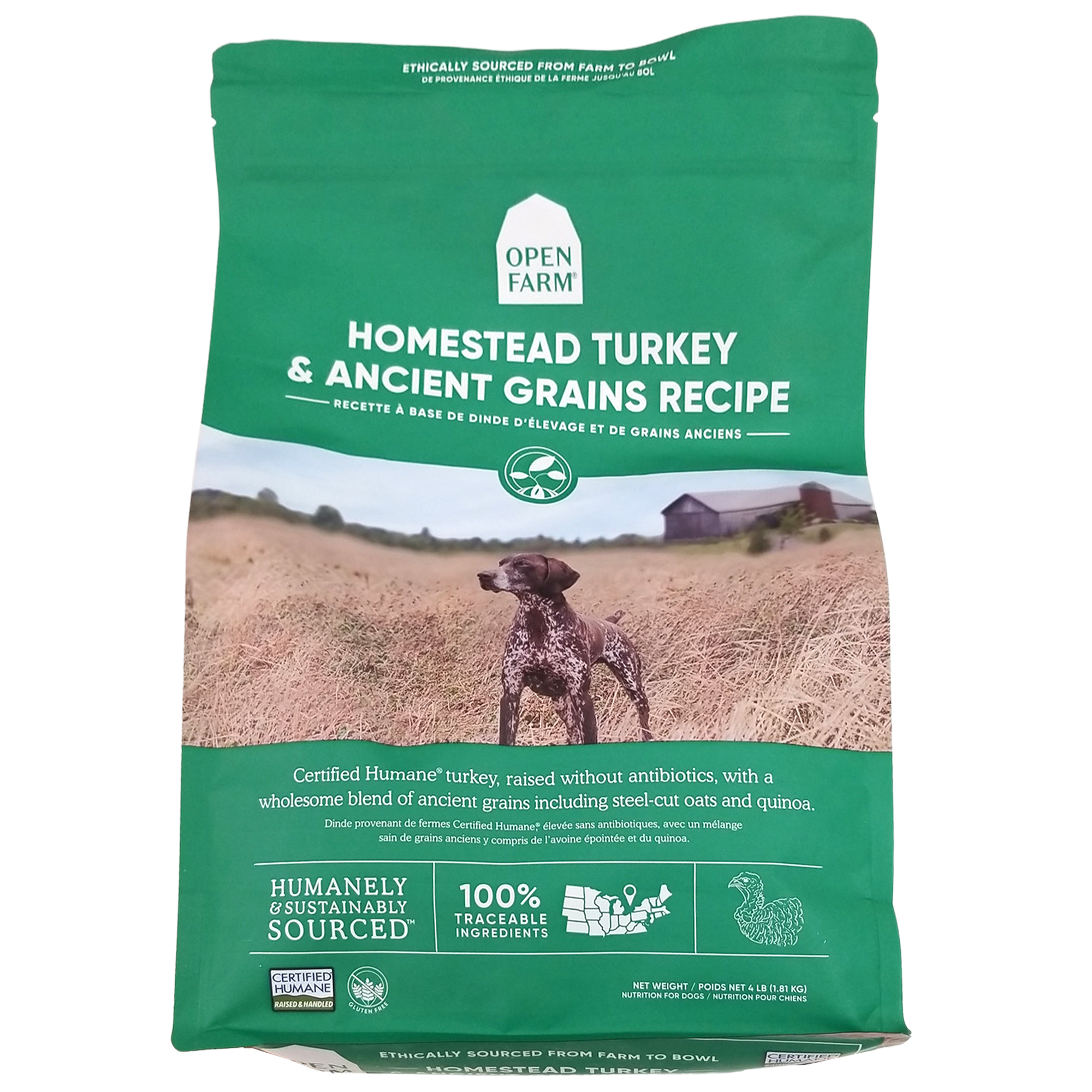 Open Farm Dog Food, Homestead Turkey & Ancient Grained Recipe, 4lb