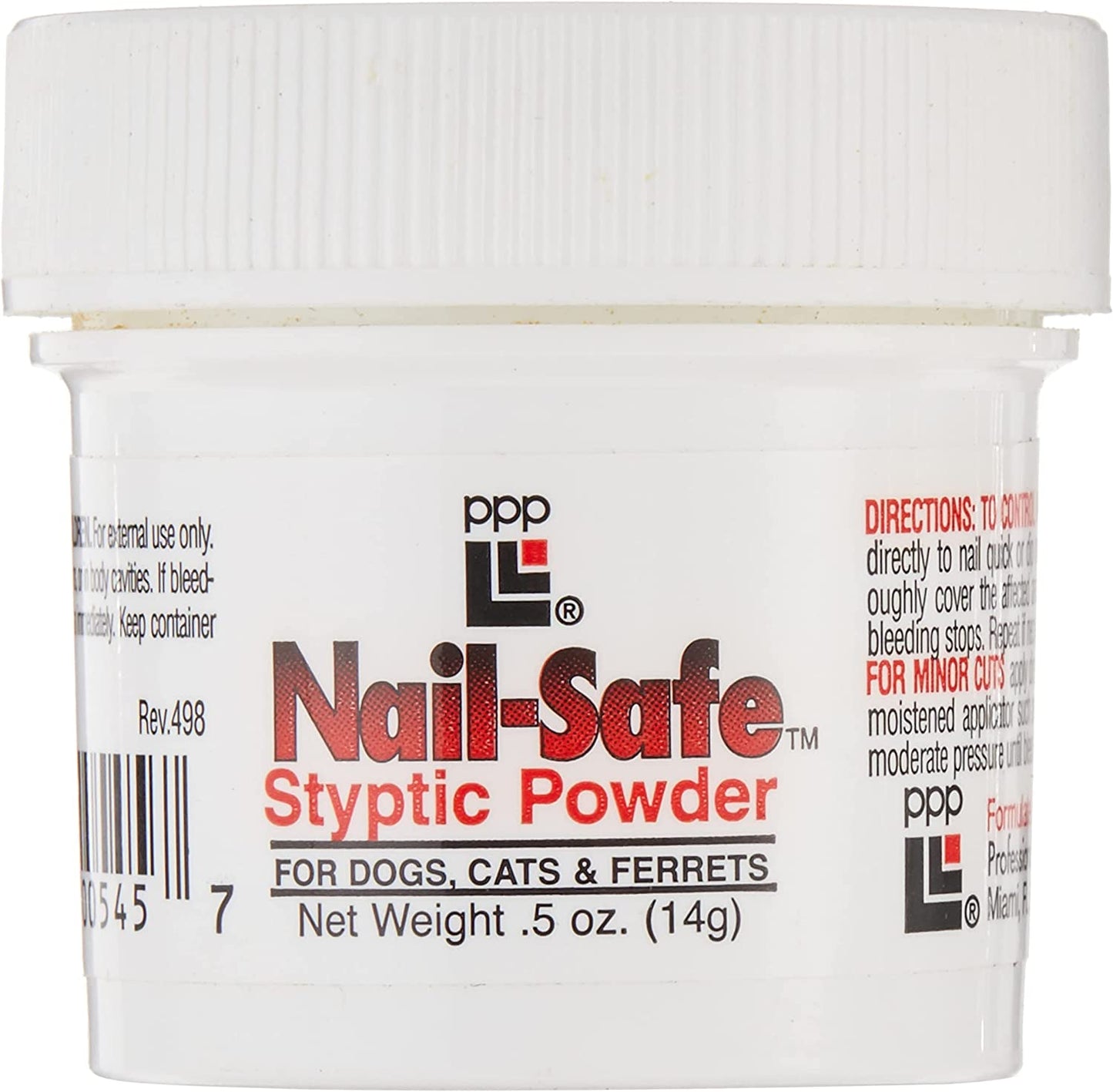 Poudre styptique sans danger pour les ongles PPP pour chiens, chats et furets (14 g) 