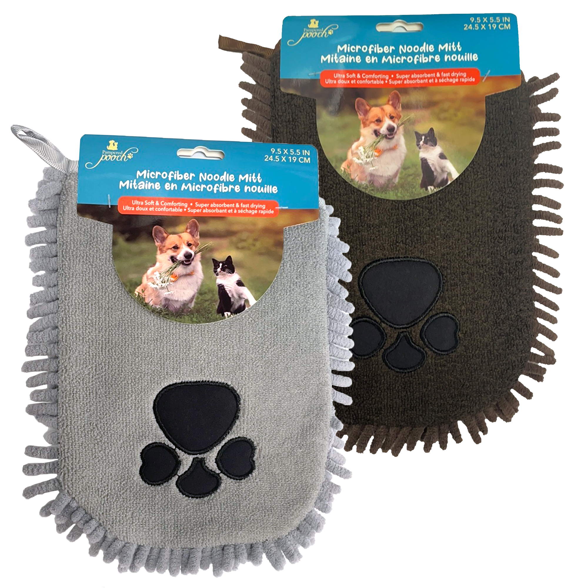Pampered Pooch Microfiber Noodle Mitt Super Absorbent and Fast Drying