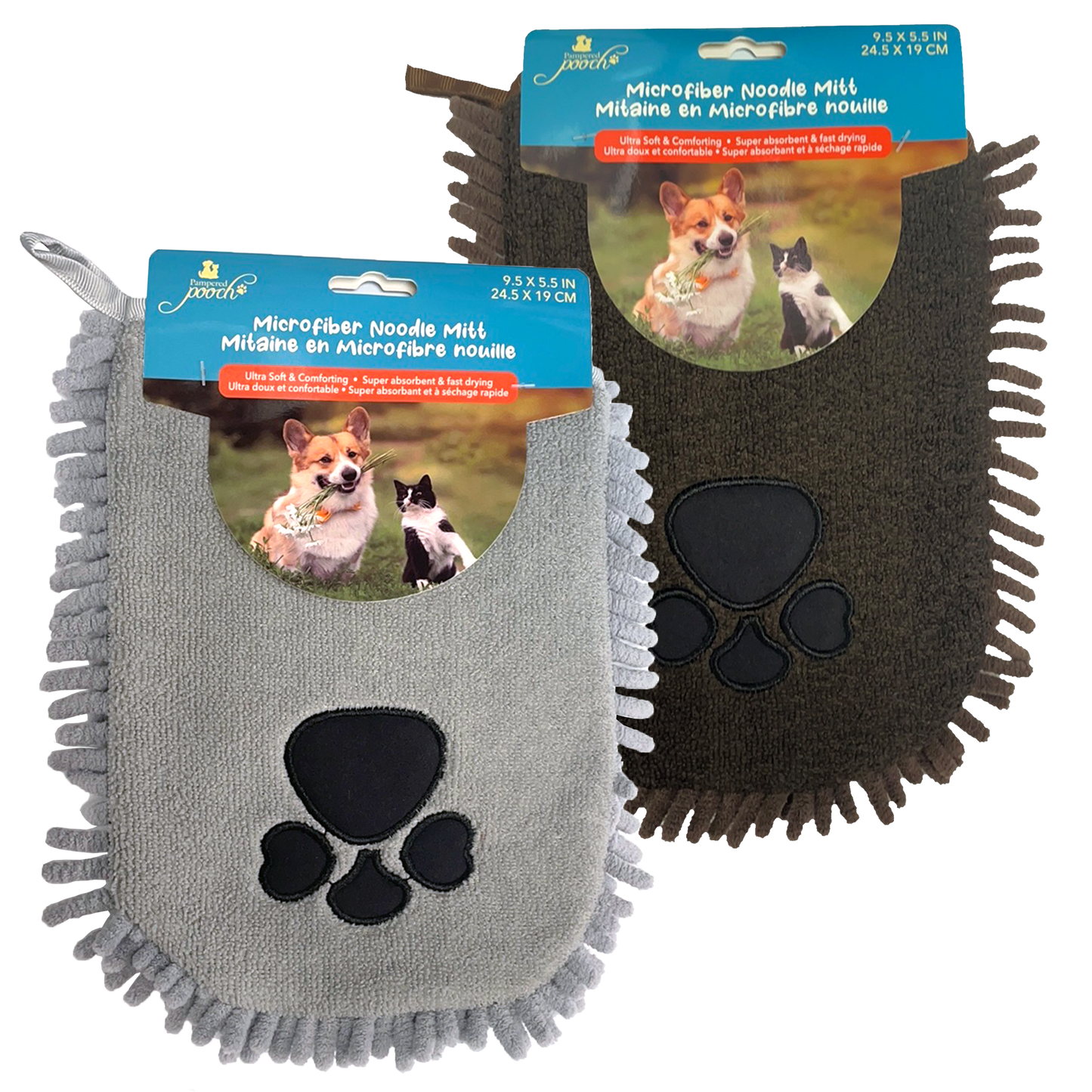 Pampered Pooch Microfiber Noodle Mitt Super Absorbent and Fast Drying