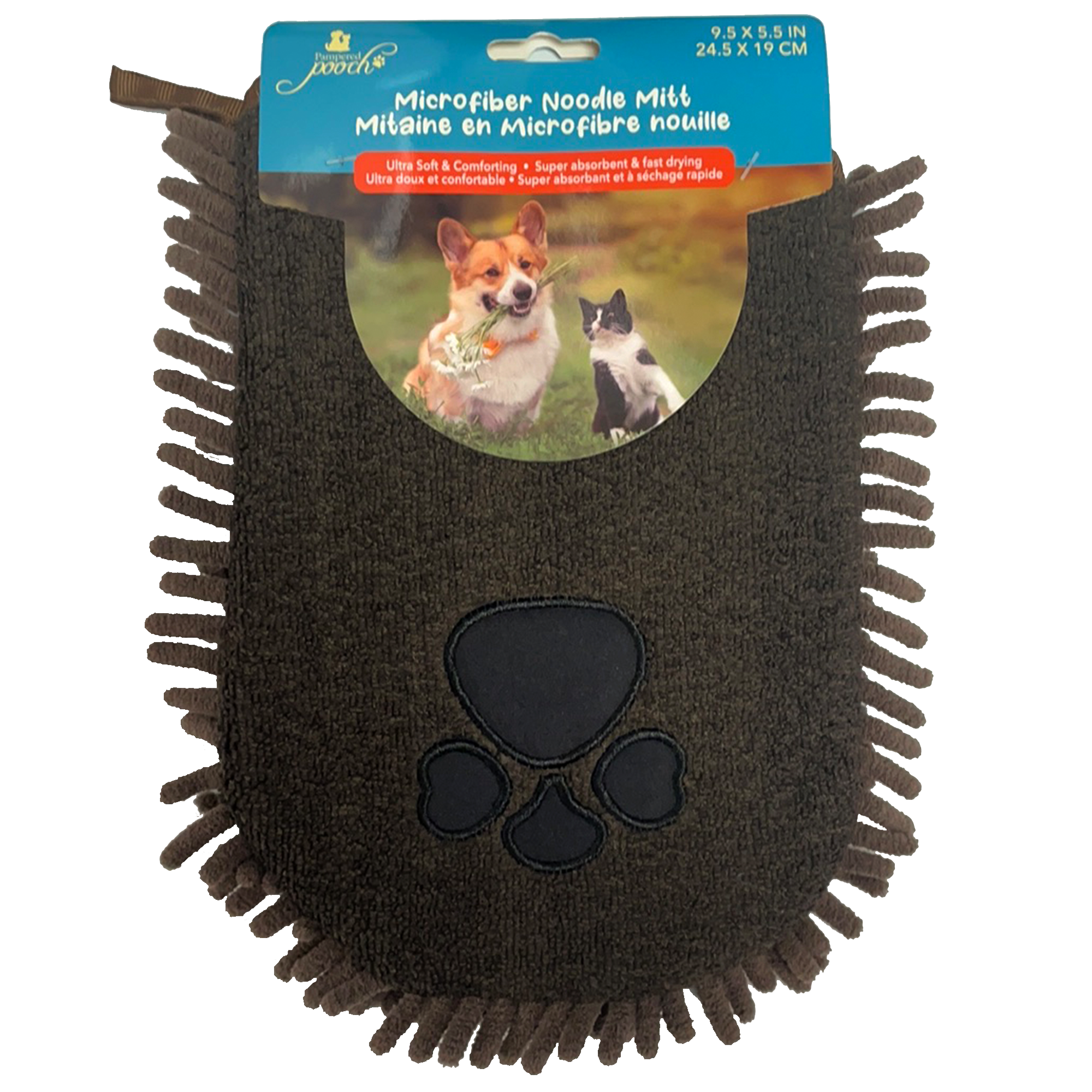 Pampered Pooch Microfiber Noodle Mitt Super Absorbent and Fast Drying