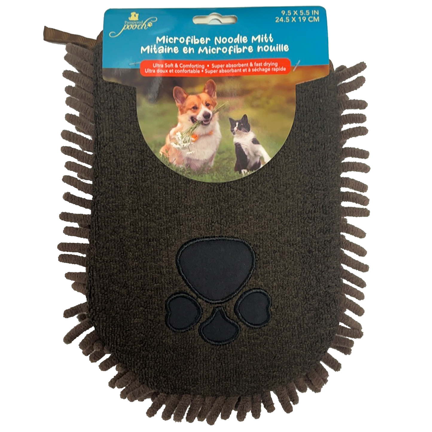 Pampered Pooch Microfiber Noodle Mitt Super Absorbent and Fast Drying