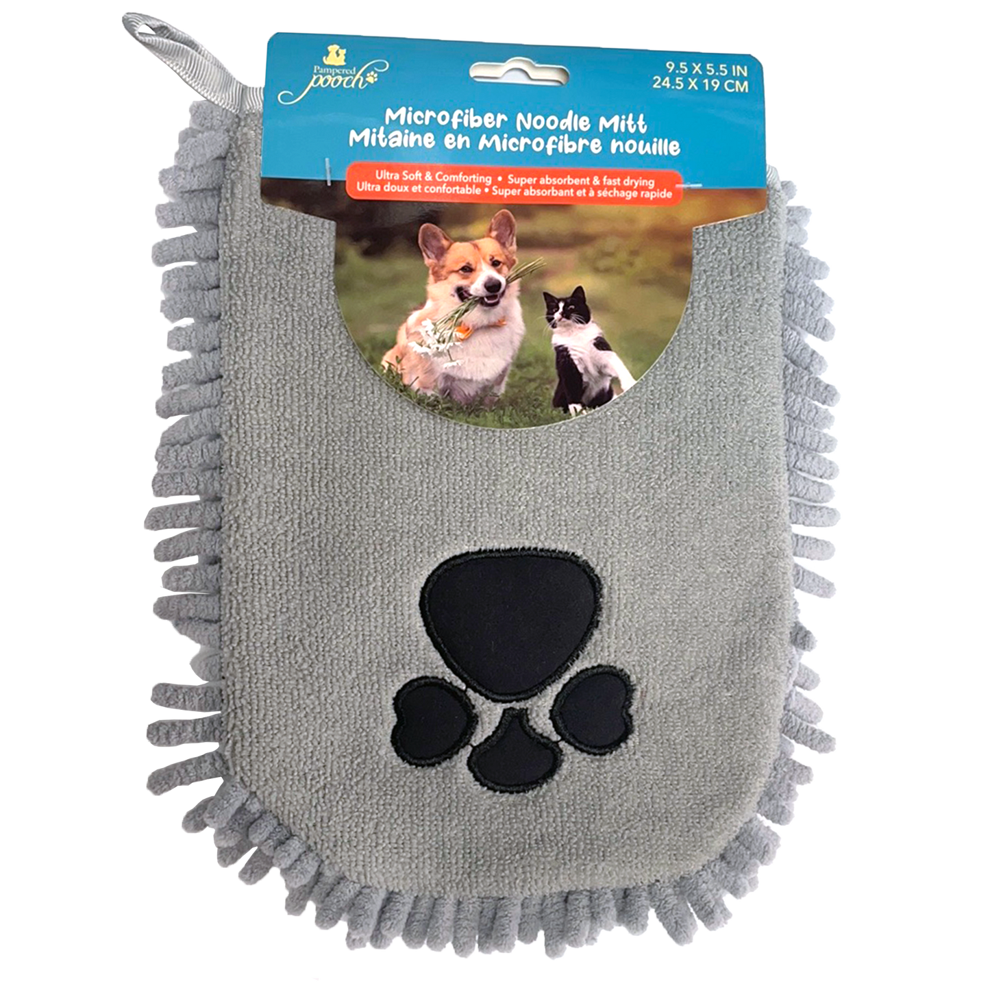 Pampered Pooch Microfiber Noodle Mitt Super Absorbent and Fast Drying