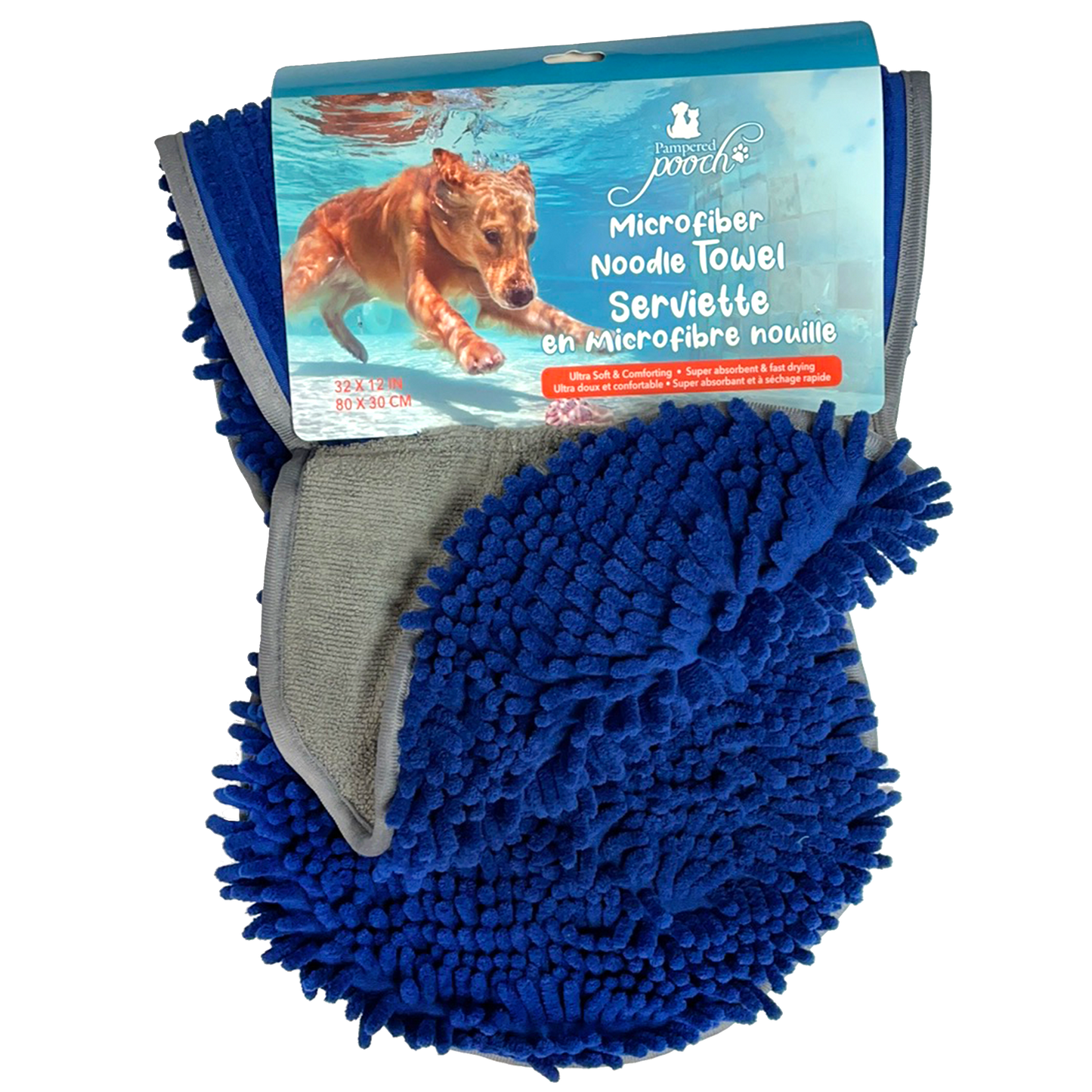 Pampered Pooch Microfiber Noodle Towel Super Absorbent and Fast Drying