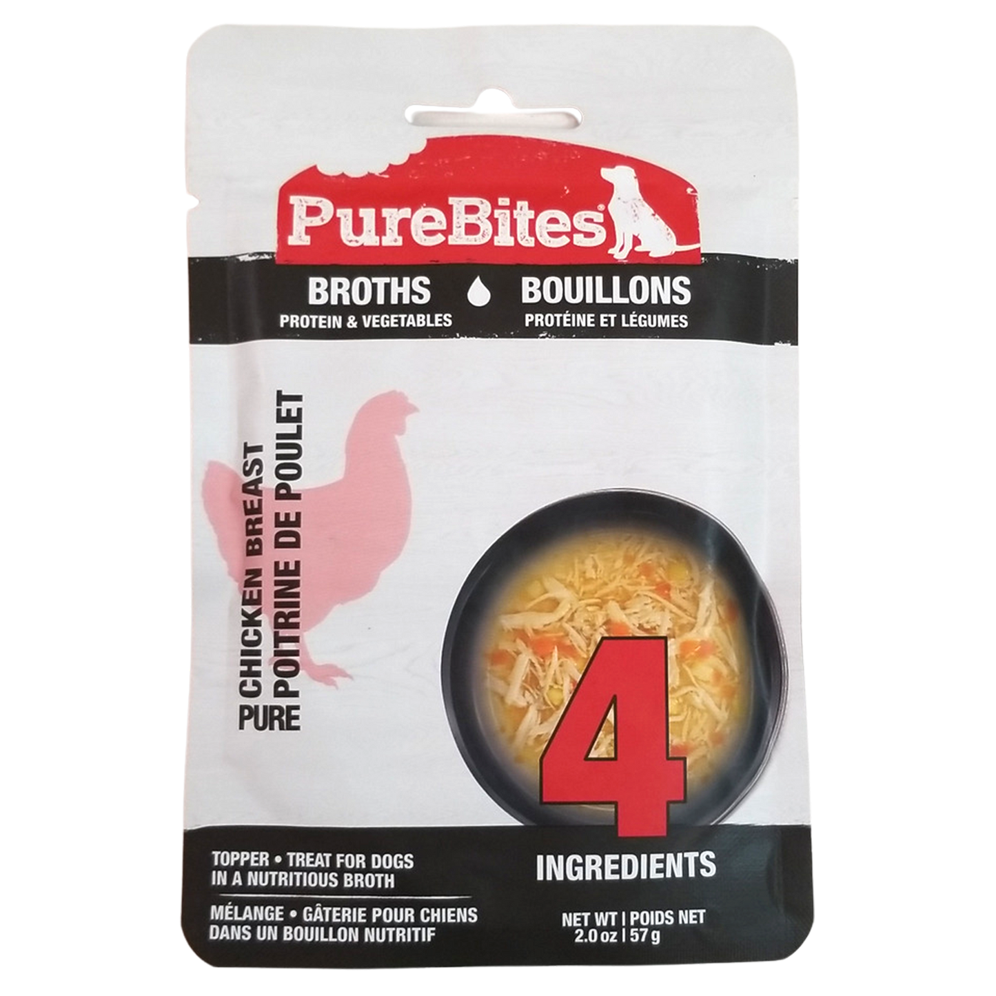 PureBites Dog Food Topper, Broth, 100% Chicken & Vegetables, 2.0oz
