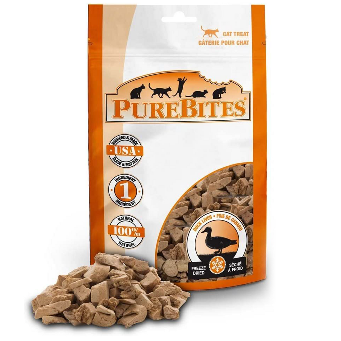 Gâteries lyophilisées pour chats PureBites, foie de canard, 0,56 oz 