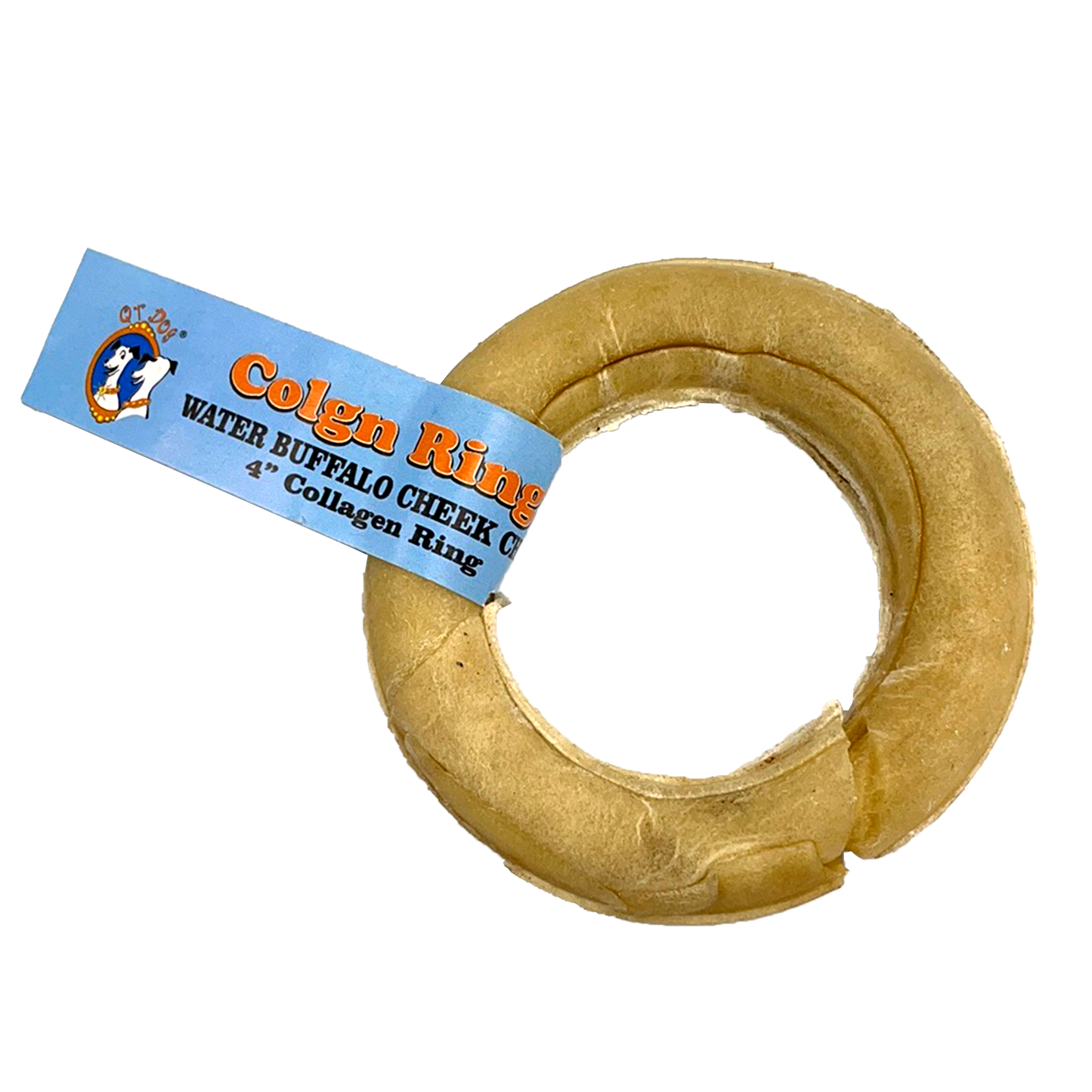 QT Dog Colgn Ring, Water Buffalo Cheek Chew