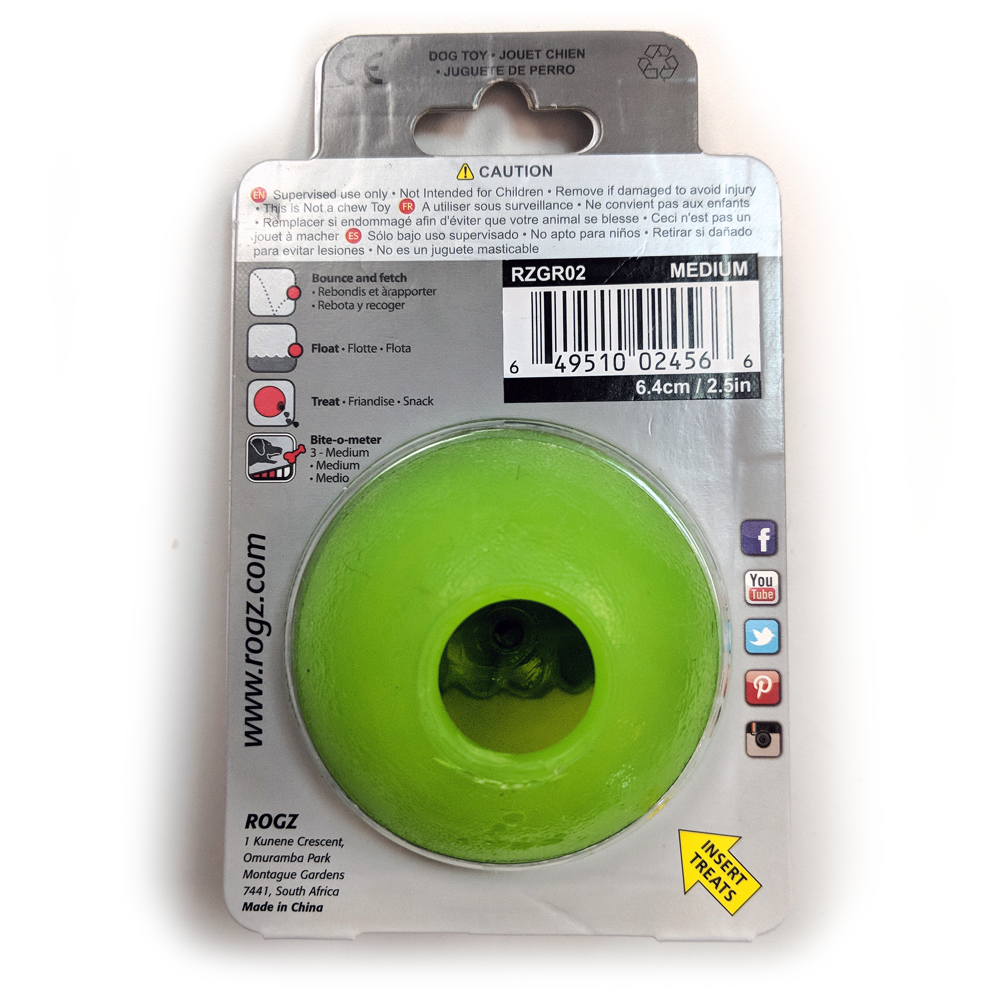 Rogz Grinz Fetch Ball, Green (2 Sizes)