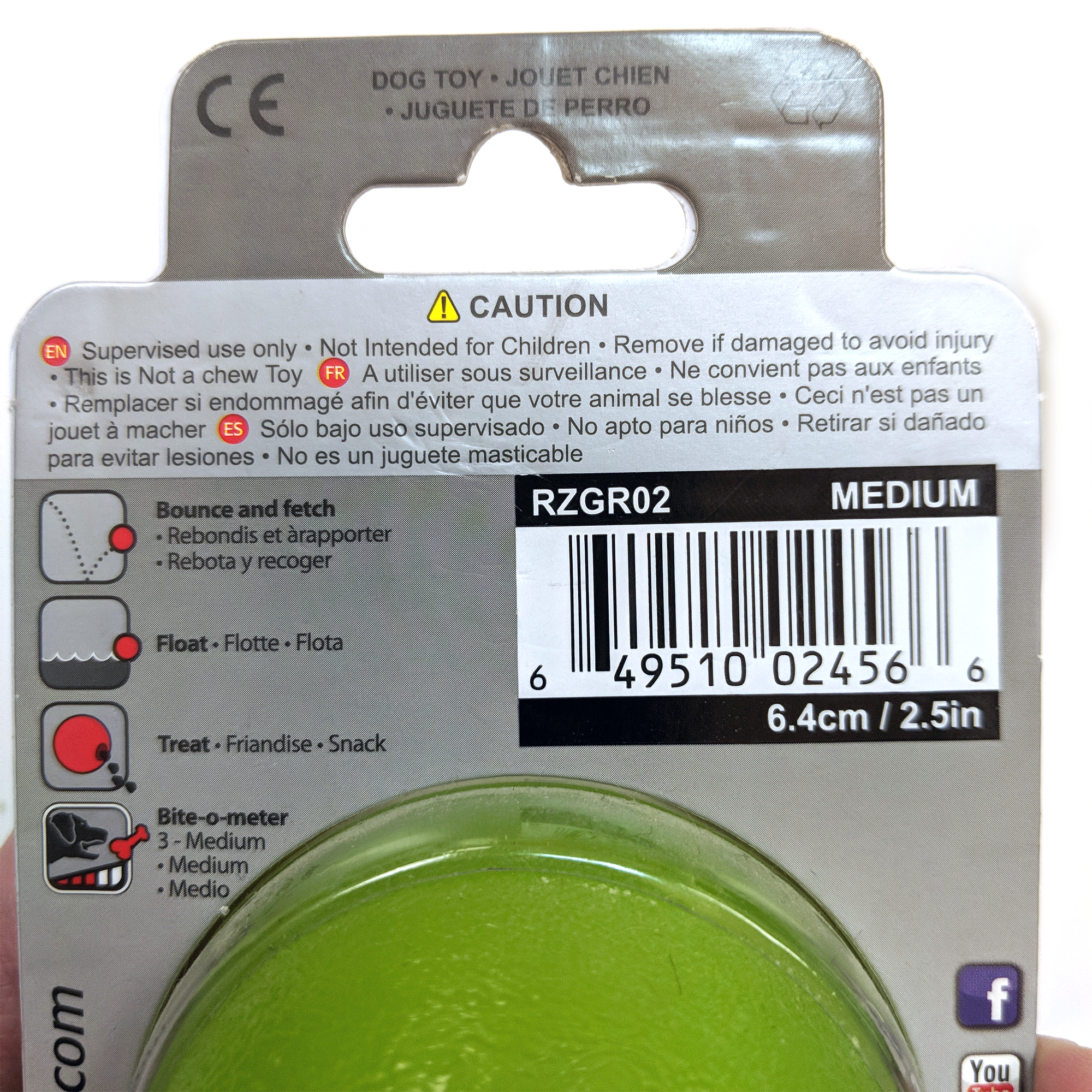 Rogz Grinz Fetch Ball, Green (2 Sizes)