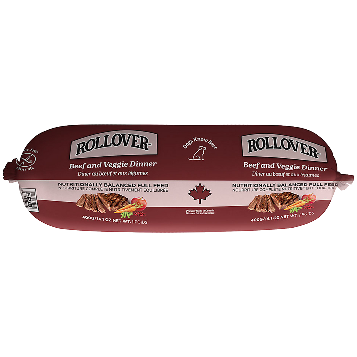 Rollover Dog Food, Beef & Veggie Dinner (454g)