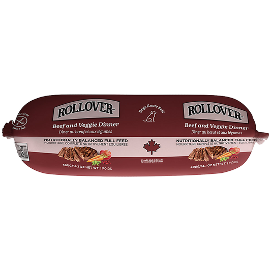 Rollover Dog Food, Beef & Veggie Dinner (454g)