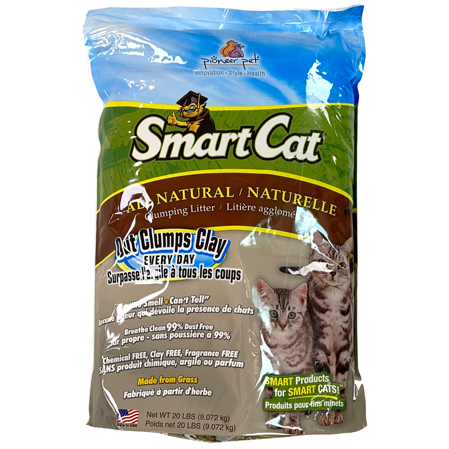 SmartCat All Natural Clumping Litter, Out Clumps Clay Everyday, 20lbs