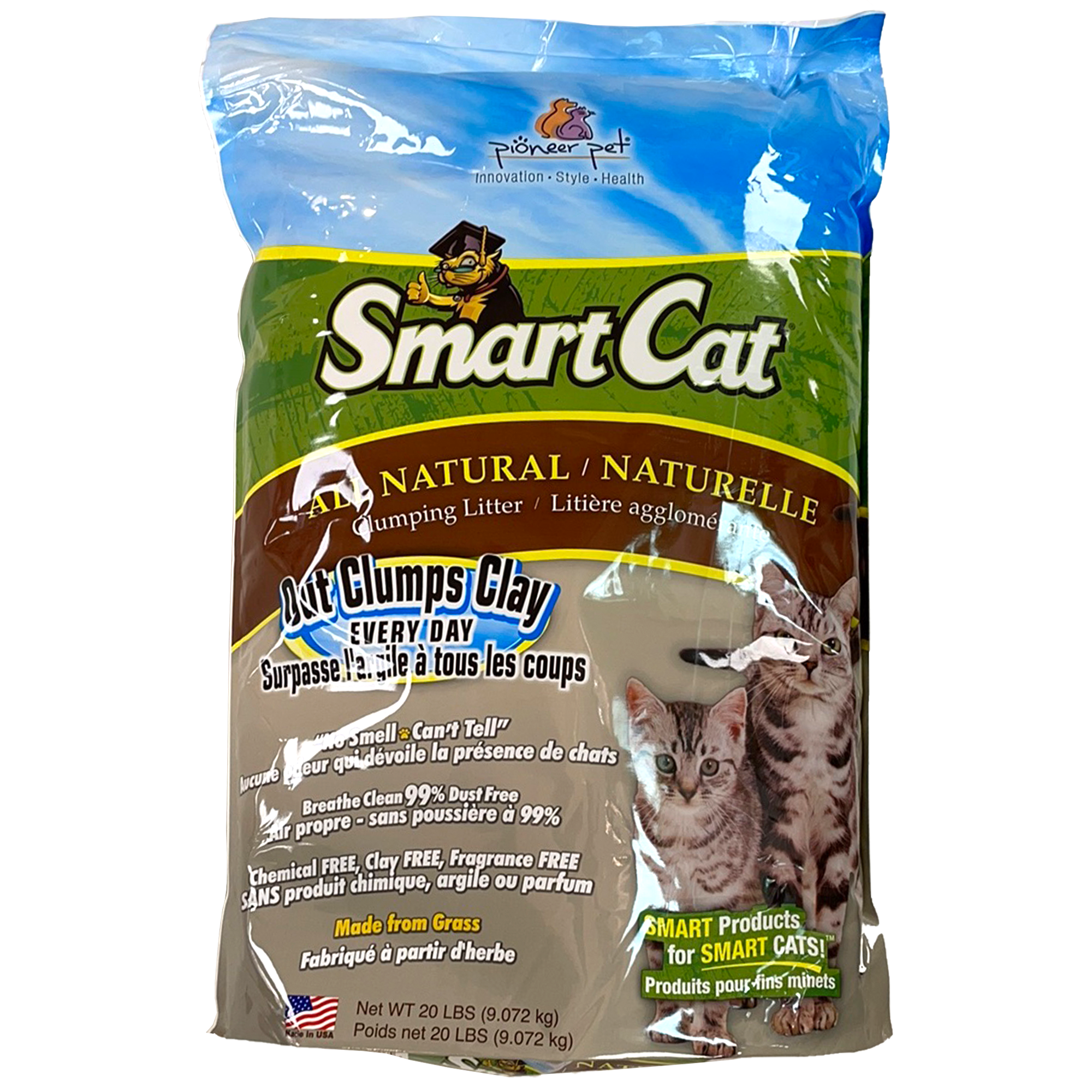 SmartCat All Natural Clumping Litter, Out Clumps Clay Everyday, 20lbs