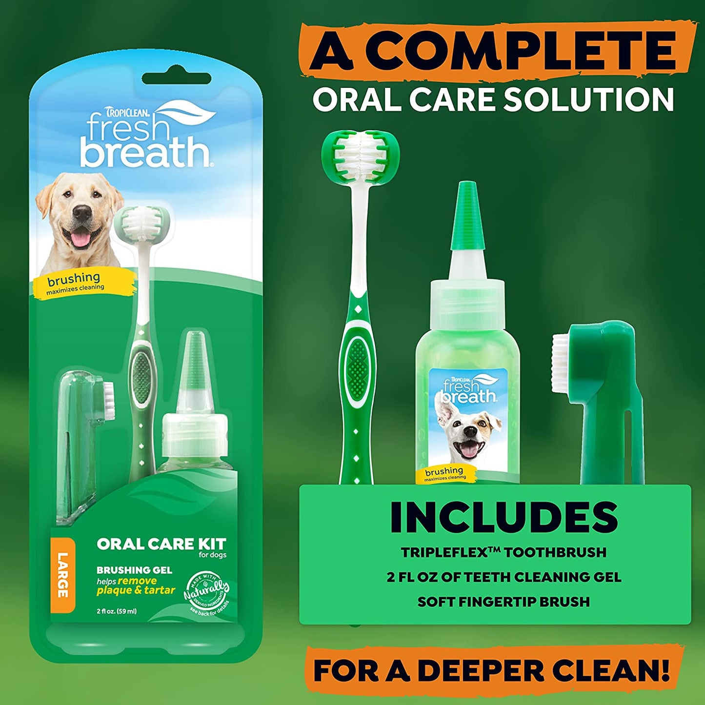 Kit de soins bucco-dentaires Tropiclean pour grands chiens 