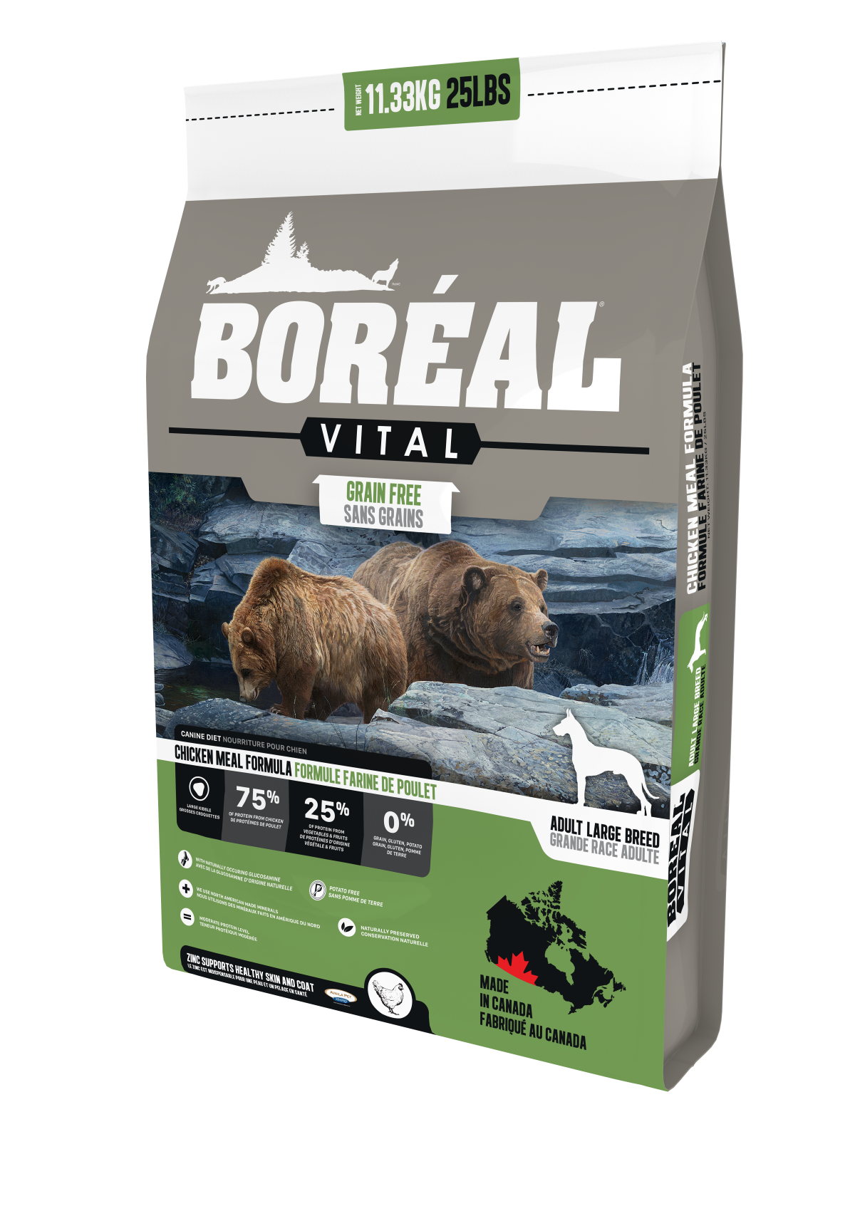 Boréal Functional Vital Grain-Free Dog food, Adult Large Breed, Chicken Meal Formula