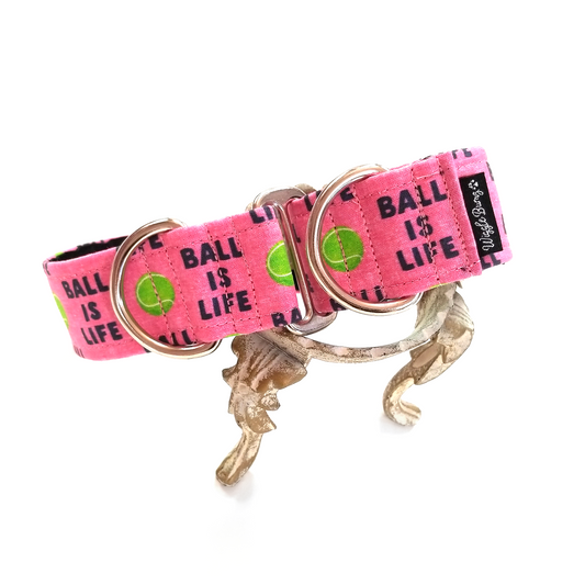 Wiggle Bumz « Ball Is Life » Martingale Collier pour chien, 30,5 - 45,7 cm, Rose