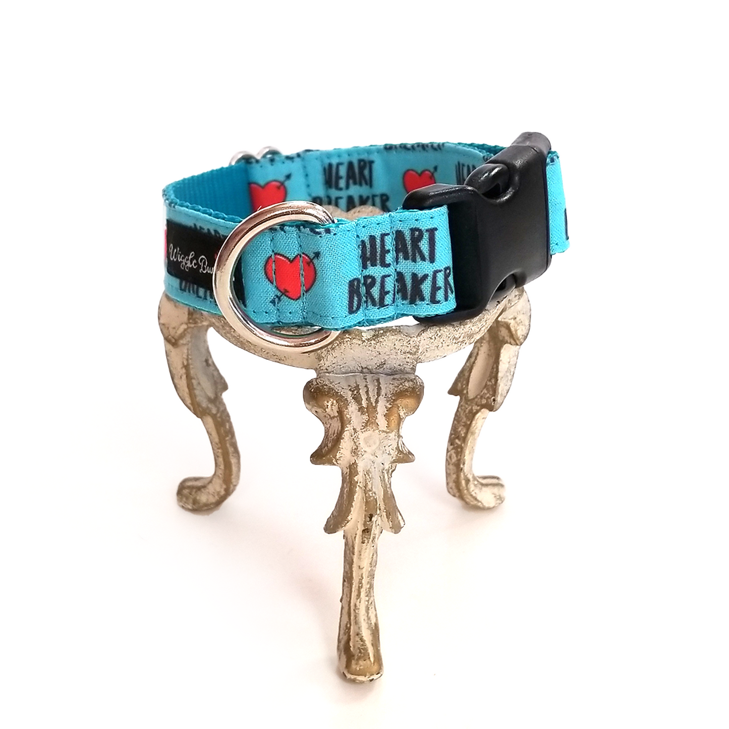 Wiggle Bumz Dog Collar Heart Breaker 9-14 Inch Blue