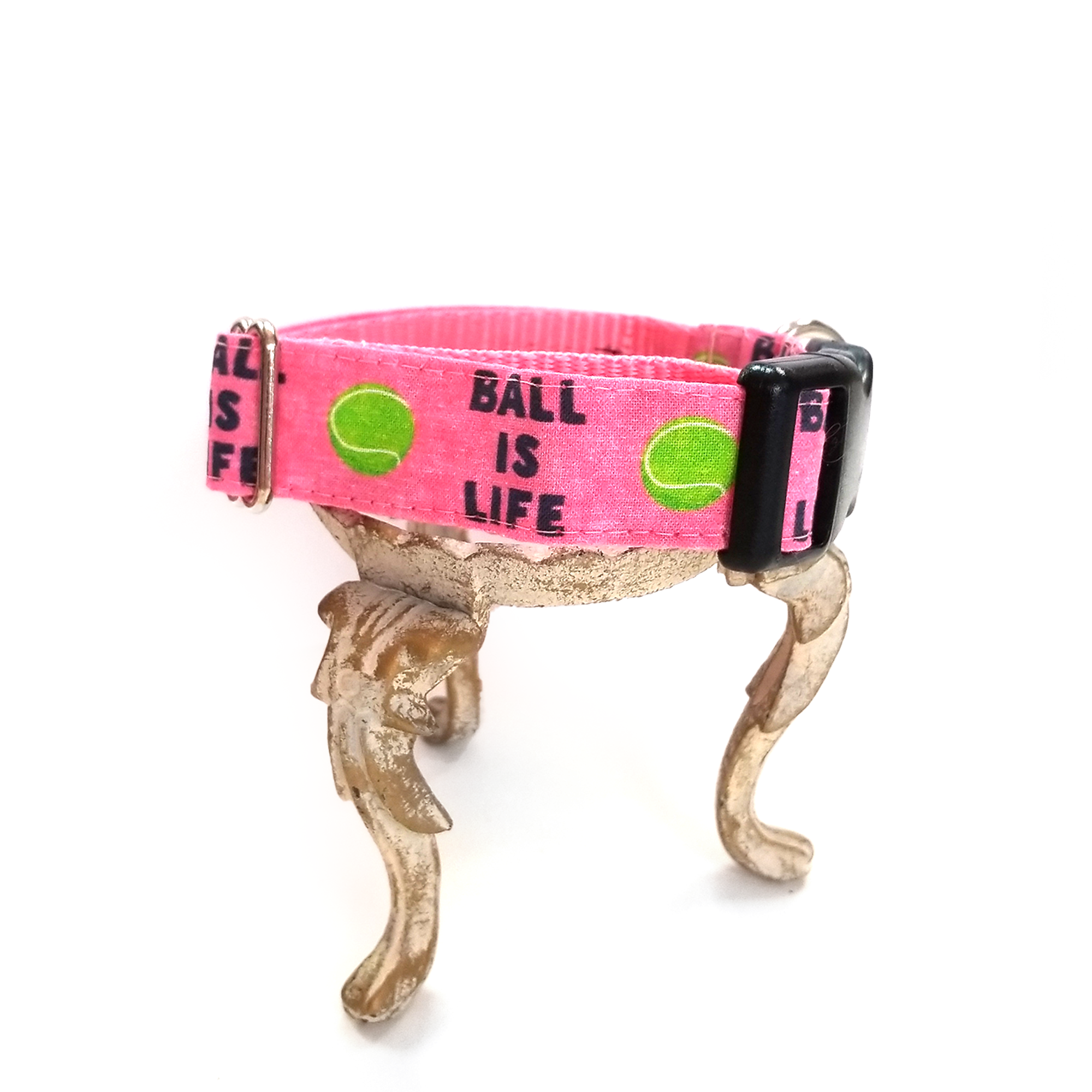 Wiggle Bumz "Life Is Ball" Dog Collar 9"-14", Pink