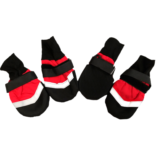 Winter Dog Boots, Non-Slip Winter Sole & Reflective Strip, Red/Black