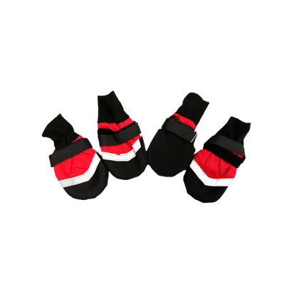 Winter Dog Boots, Non-Slip Winter Sole & Reflective Strip, Red/Black