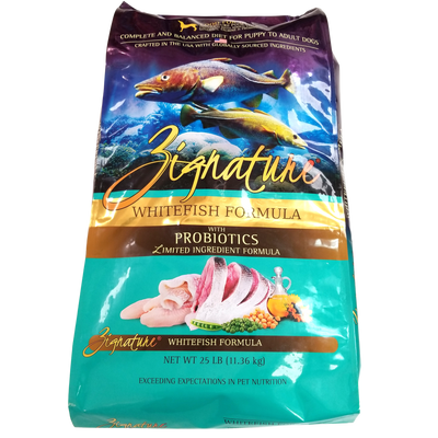 Zignature Dog Food, All Life Stages, Whitefish Formula, 25lb