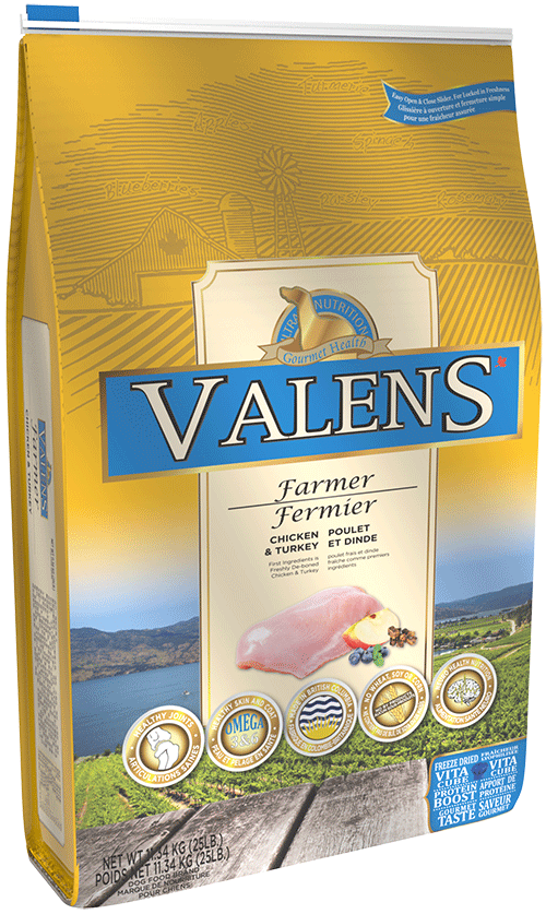 Nourriture pour chiens Valens, sans céréales, fermier, poulet et dinde