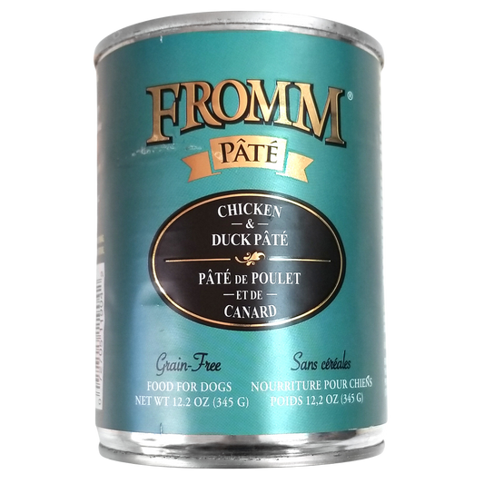 Fromm Nourriture pour chiens, en conserve, sans céréales, pâté au poulet et au canard, 12,2 oz