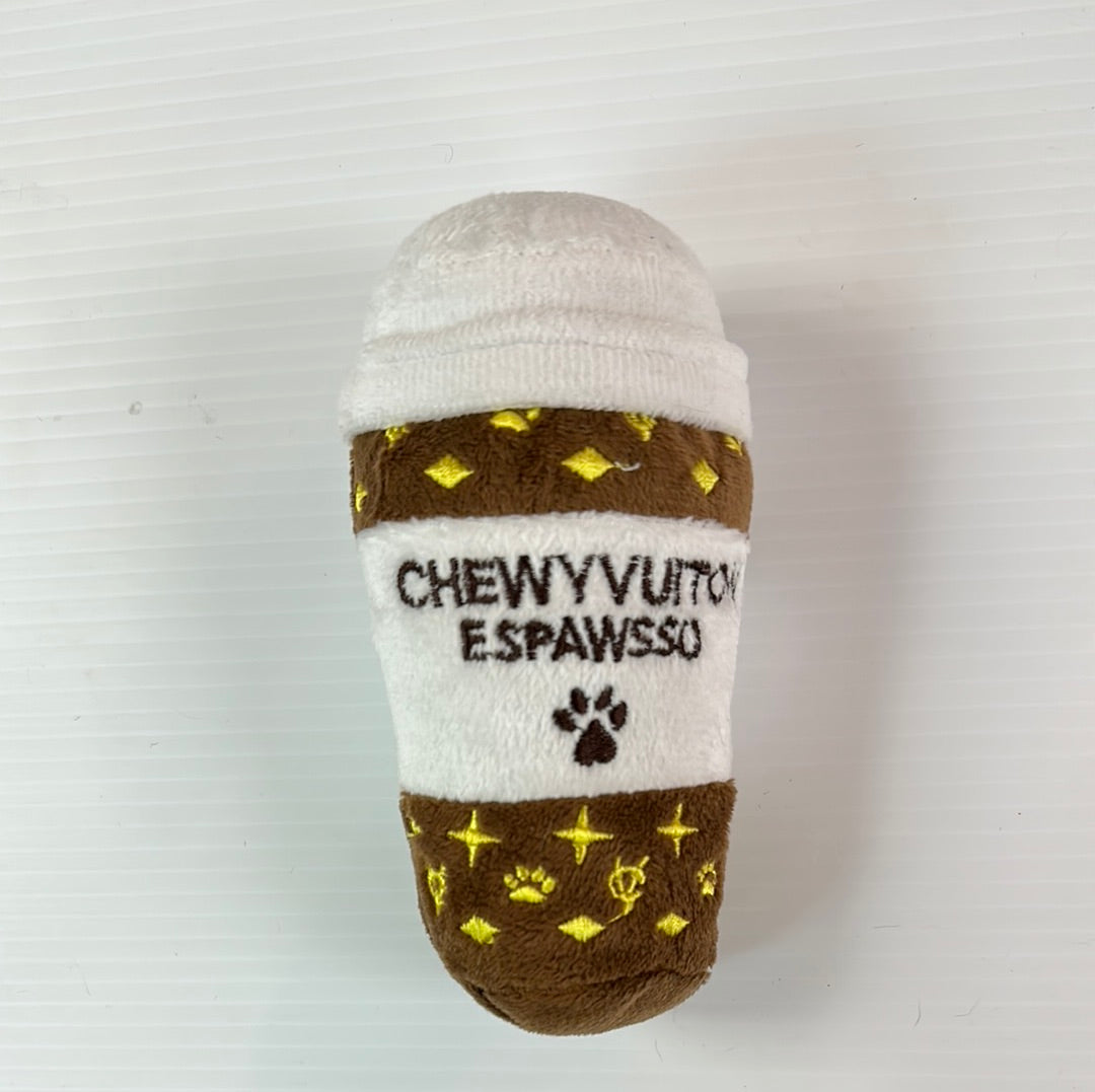 Chewy Vuiton Espawsso Squeaky Coffee Cup Plush Toy