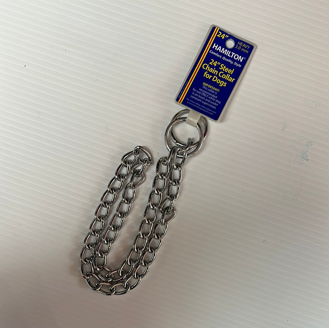 Hamilton 24” Steel Heavy Chain Collar for Dogs