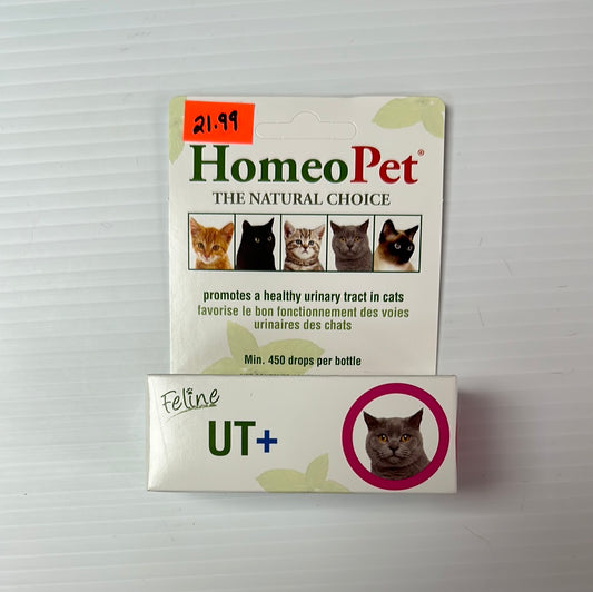 Homeopet Feline UT+ favorise la santé des voies urinaires chez les chats 