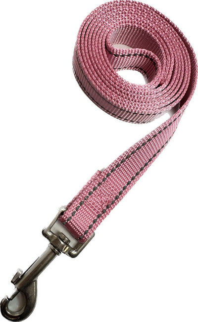 Solid Colour Leashes in 2 Sizes 3/4" × 5' or 1" x 6' Leashes with Reflective Stitching