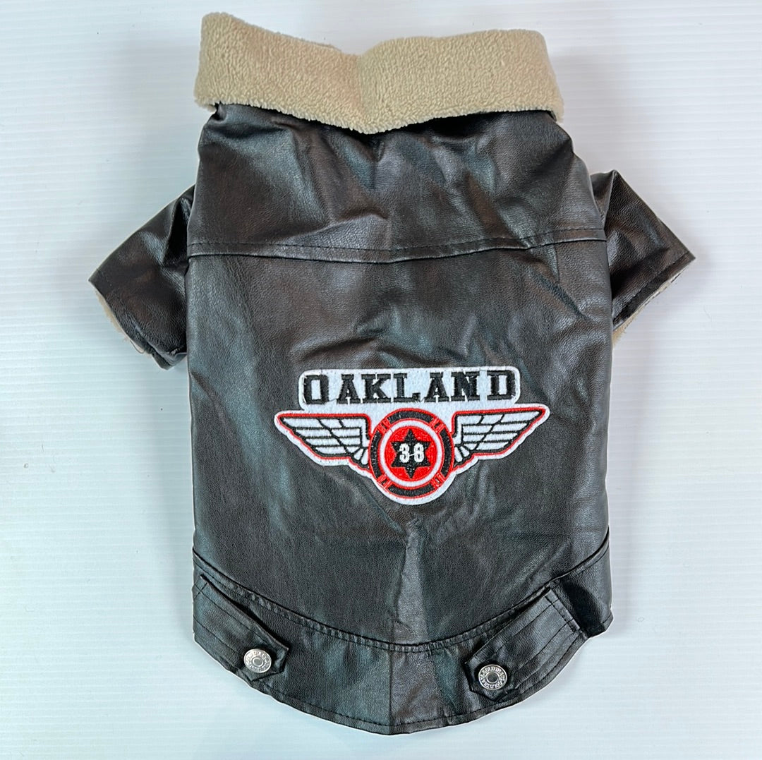 Oakland 38 Biker Pleather Dog Jacket