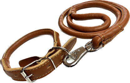 Rolled Set Pleather Collar & Leash