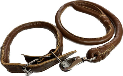 Rolled Set Pleather Collar & Leash