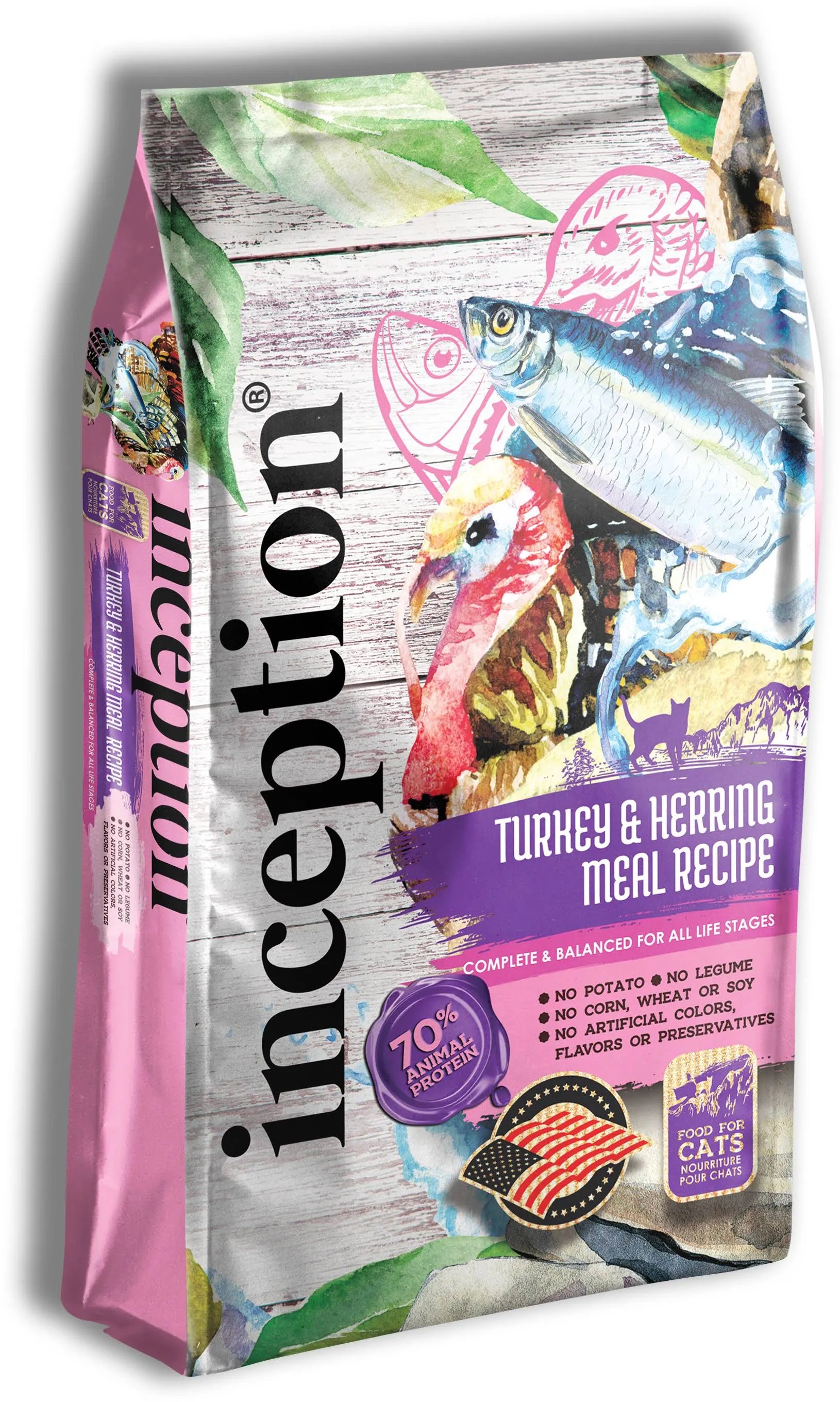 Inception Turkey & Herring Recipe All Life Stage Cat Food 4lb