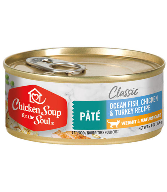 Soupe au poulet pour l'âme - Pâté de poisson, poulet et dinde, nourriture pour chats, 5,5 oz