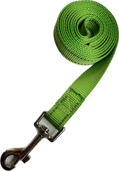 Solid Colour Leashes in 2 Sizes 3/4" × 5' or 1" x 6' Leashes with Reflective Stitching