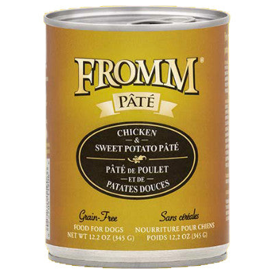 Fromm Nourriture pour chien sans céréales au pâté de poulet et de patate douce, 12,5 oz