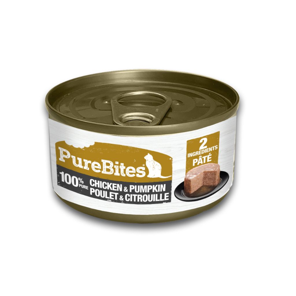 PUREBITES 100% Pure Protein Pate, Chicken & Pumpkin Canned Cat Food, 2.5 oz