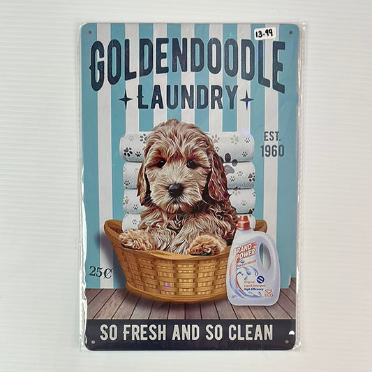 Golden Doodle Laundry Metal Sign