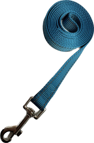 Solid Colour Leashes in 2 Sizes 3/4" × 5' or 1" x 6' Leashes with Reflective Stitching