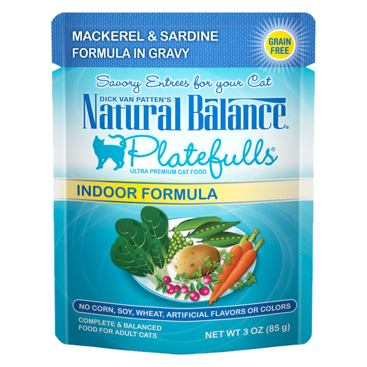 Natural Balance Platefulls® Indoor Formula, Mackerel & Sardine Formula in Gravy