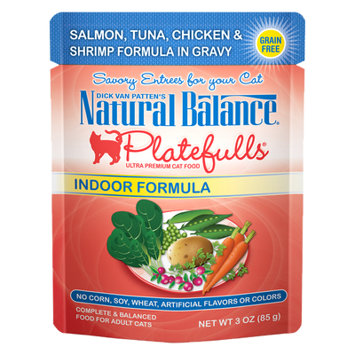 Natural Balance Platefulls® Indoor Salmon, Tuna, Chicken & Shrimp Formula in Gravy