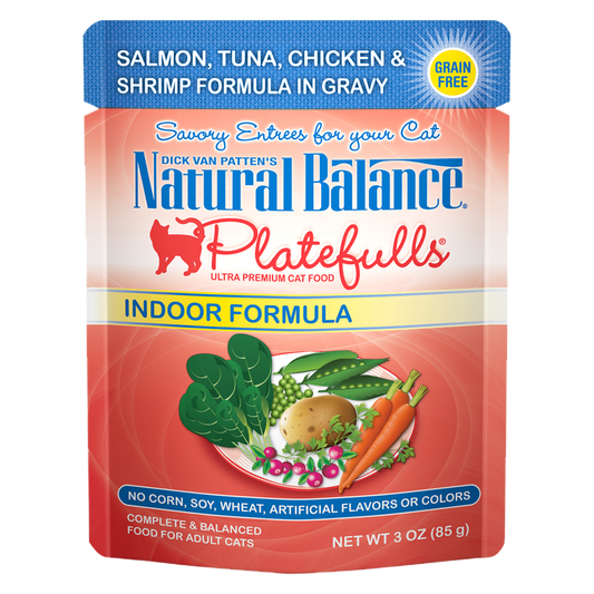 Formule d'intérieur au saumon, au thon, au poulet et aux crevettes Natural Balance Platefulls® en sauce 